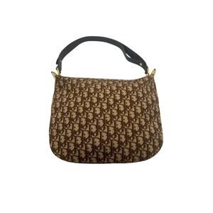 Vintage Christian Dior Trotter Monogram Canvas Shoulder Bag Brown